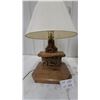 Image 3 : Pair of Rustic Handcrafted Stone Fireplace Table Lamps with Pleated Fabric Shades