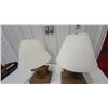 Image 4 : Pair of Rustic Handcrafted Stone Fireplace Table Lamps with Pleated Fabric Shades