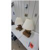 Image 7 : Pair of Rustic Handcrafted Stone Fireplace Table Lamps with Pleated Fabric Shades