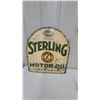Image 1 : Sterling Motor Oil "The Best Oil in Any Case" Tombstone-Shaped Porcelain Sign 26 x 29" 2 Side Early