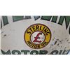 Image 4 : Sterling Motor Oil "The Best Oil in Any Case" Tombstone-Shaped Porcelain Sign 26 x 29" 2 Side Early