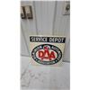 Image 6 : Dominion Automobile Association DAA Service Depot Metal 2 Sided Flange Sign 19.6 x 20" Vintage