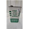 Image 1 : Cities Service Outboard Motor Oil Can, 1 Quart, Green and White with Triangle Logo