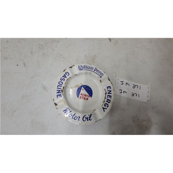 North Star Gasoline William Penn Motor Oil Energy Vintage Enamel Ashtray