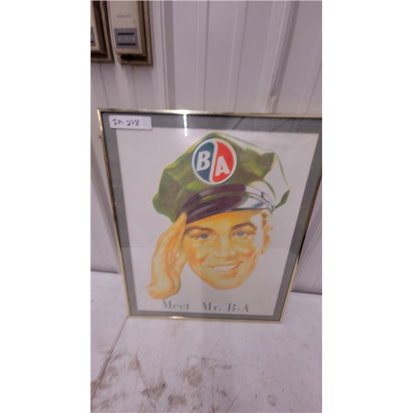 Framed British American Oil Company "Meet Mr. B-A" Promotional Print, 20 x 24"
