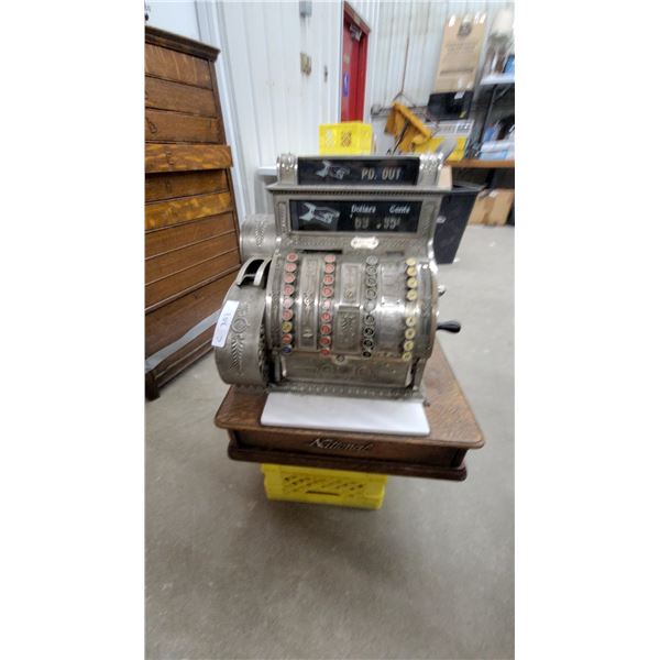 National Cash Register Model 313 Nickel-Plated with Oak Base, Circa 1904-1908