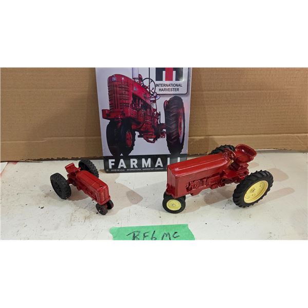 IHC McCormick Sign with Two IHC Tractors, One 1/6 Scale. Sign 8 in. x 12 in.