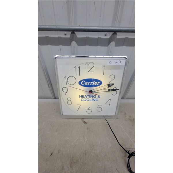 Carrier Heating and Cooling Lighted Advertising Wall Clock16 x 16" Working