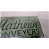 Image 3 : Mathews Conveyers Vintage Green Metal Embissef Advertising Sign8 x 17"