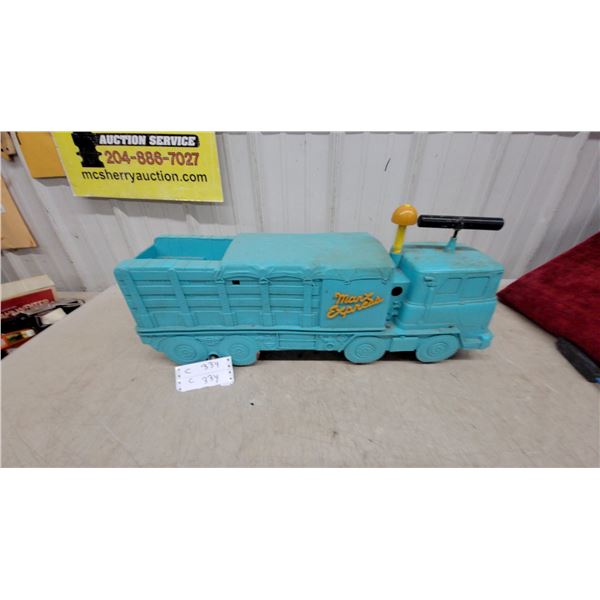 Marx Express Plastic Ride on Toy Truck with Steering Handle, Turquoise