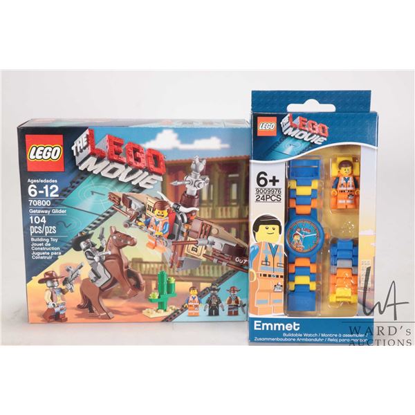 Lego- The Lego Movie " Getaway Glider" no. 70800 and "Emmet" Buildable Watch, both new in factory se