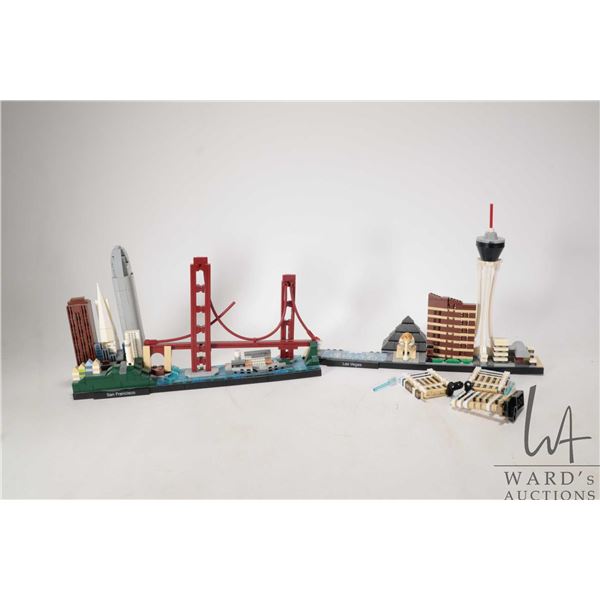 Two Lego- Archictecture kits including " Las Vegas" no. 21047 and "San Franciso" no. 21043. Pre-buil