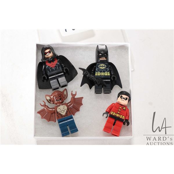 Selection of Lego Batman Minifigures including Batman, Nightwing, Man-Bat and Robin