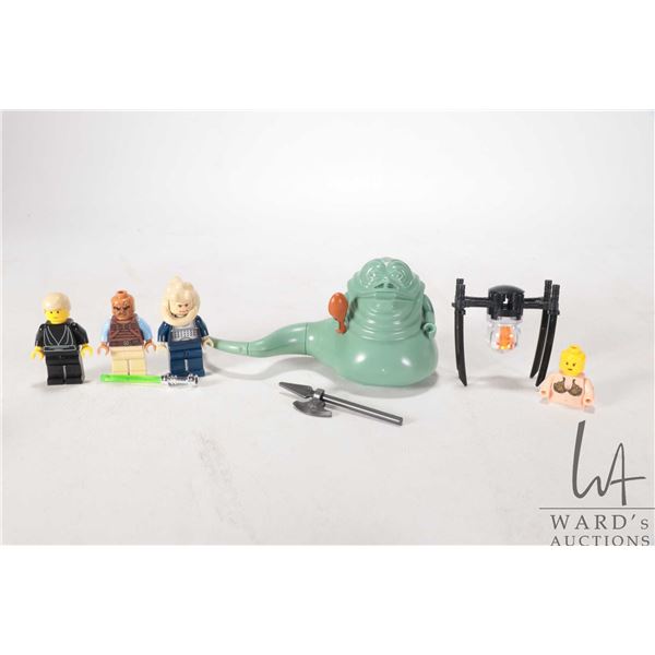 Selection of Minifigures including Bib Fortuna, Jabba the Hut (2003), B' Omarr Monk, Luke Skywalker 