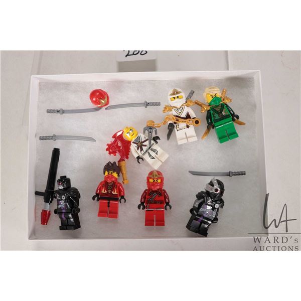 Selection of Lego Ninjago Minifigures including Kai Rebooted, Techno Robe Lloyd, Zane ZX, General Cr