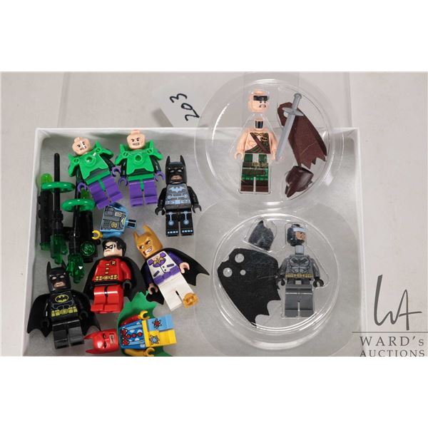 Selection of Lego Batman Minifigures including Batman, Tears of Batman, Disco Batman, Robin, Electro