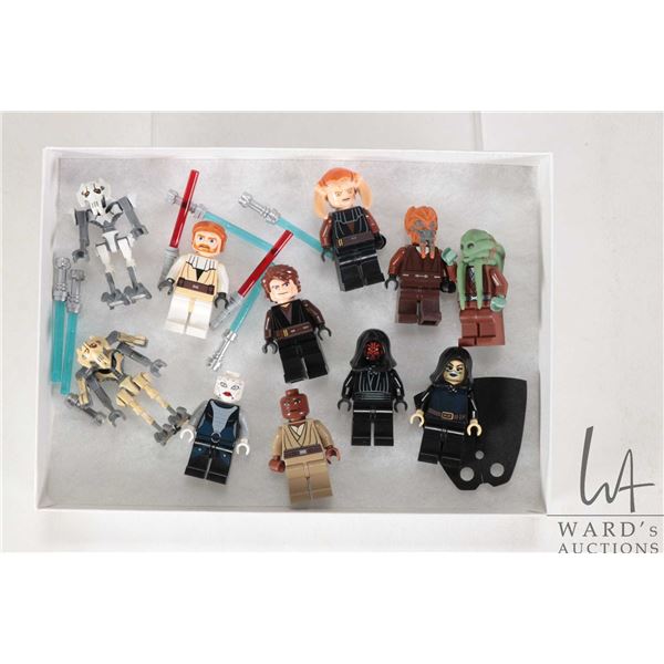 Selection of Star Wars Minifigures including Kit Fisto, Obi Wan, Anakin, Plo Kloon, Mace Windo, Gene