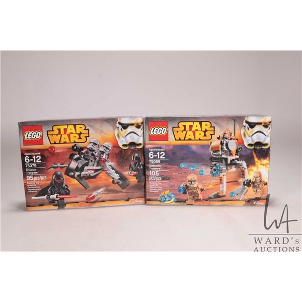 Two Lego- Star Wars building kits including "Senate Commando Troopers" no. 75088 and "Geonosis Troop