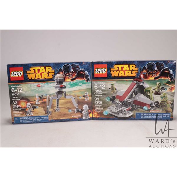 Two Lego- Star Wars building kits including "Utapau Troopers" no. 75036 and "Kashyyyk Troopers" no. 
