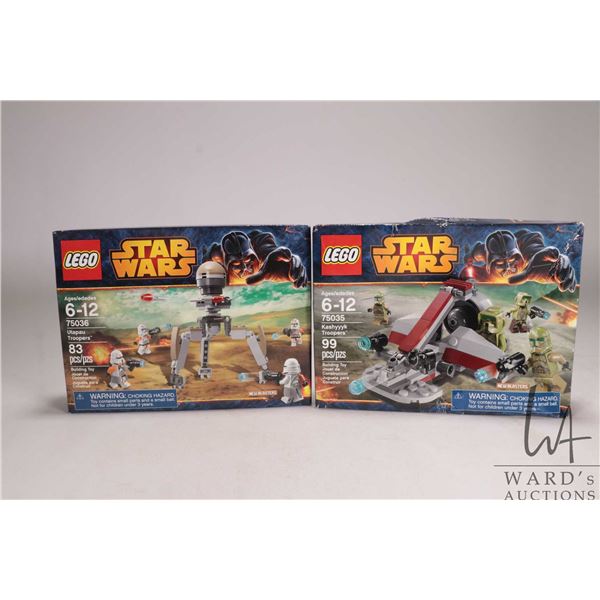 Two Lego- Star Wars building kits including "Utapau Troopers" no. 75036 and "Kashyyyk Troopers" no. 