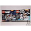 Image 1 : Two Lego- Star Wars building kits including "X-Wing Fighter" no. 75032 and "Millennium Falcon" no. 7