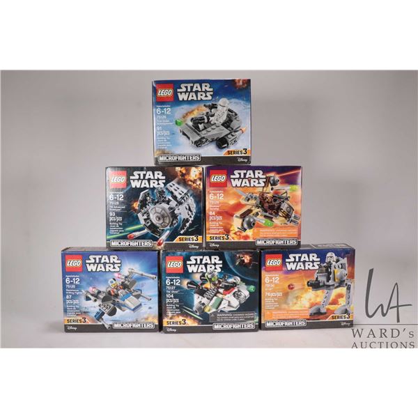 Six Lego-Star Wars building kits including "Resistance X-Wing Fighter" no. 75125, "The Ghost" no. 75