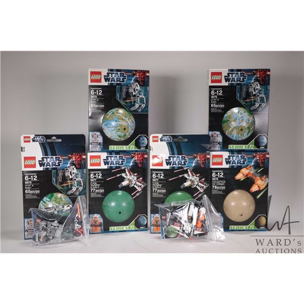 Six Lego- Star Wars Planet Series 2 building kits including three "AT-St & Endor" no. 9679, two "X-W