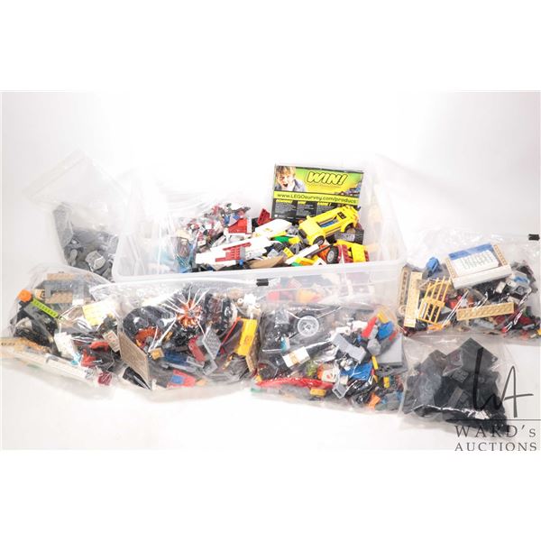 Large selection of Lego building bricks, may includes some pre-built kits but not guaranteed. Bid ac