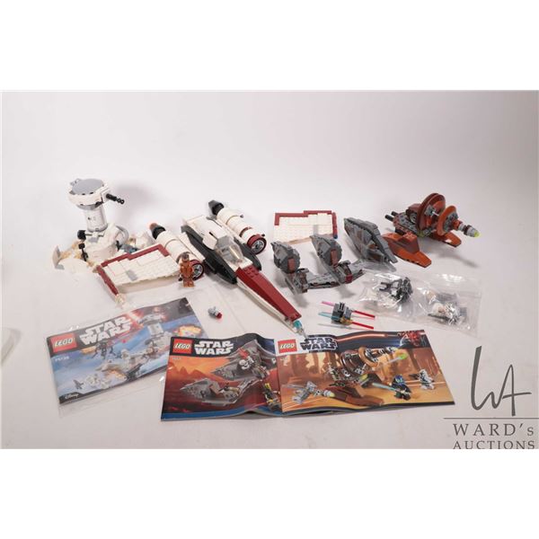 Two Lego-Star Wars pre-built kits including "Geonosian Cannon" no. 9491 and "Sith Nightspeeder" no. 
