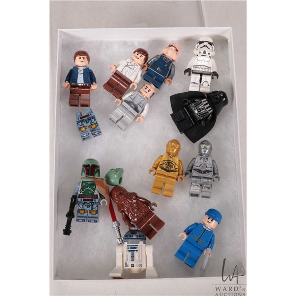 Lego-Star Wars Minifigures including Bespin Guard, Boba Fett, Darth Vadar, C3-PO, R2-D2, Hans Solo, 
