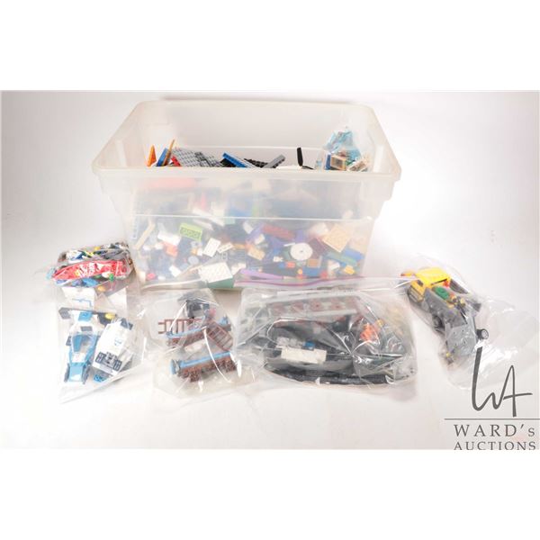 Box of Leg- Lego City building bricks and unidentified kits. Completeness not confirmed or guarantee