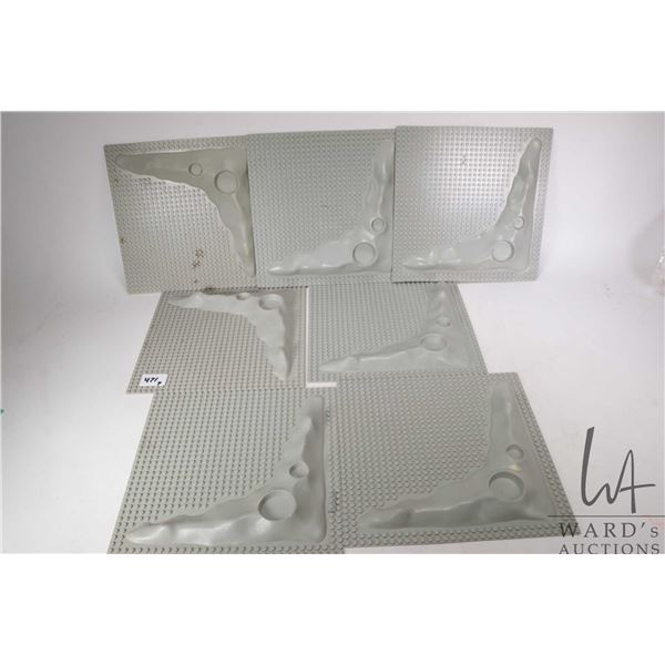 Seven 10" X 10 " vintage Lego 3D Space Plate Moon Crater Baseplates no. 3947a,