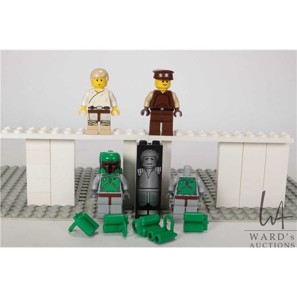 Selection of Lego vintage Star Wars minifigures including Boba Fett, Luke Skywalker,Naboo Security G
