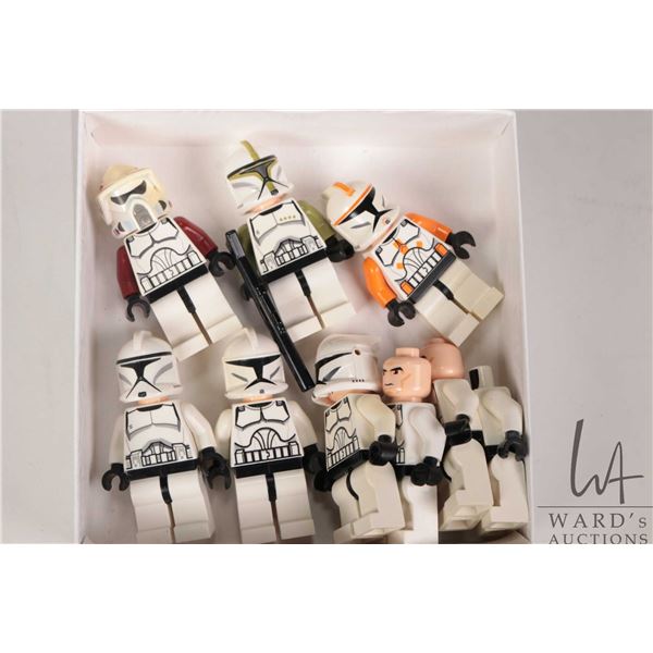 Selection of Lego Star Wars CloneTrooper minifigures. All with some yellowing. Including Commander C