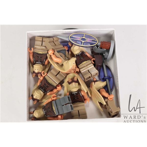 Selection of Lego Star Wars minifigures including six Gungan soldiers and a Jar Jar Binks, etc.