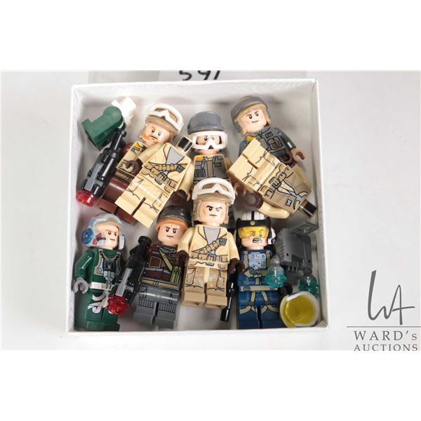 Selection of Lego Star Wars minifigures including Rebel Trooper, A-Wing Pilot, Corporal Rostok Rebel
