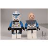 Image 2 : Two Lego Star Wars Captain Rex minifigures. one with Cloth Karma, one with Dark Blueish Gray pauldro