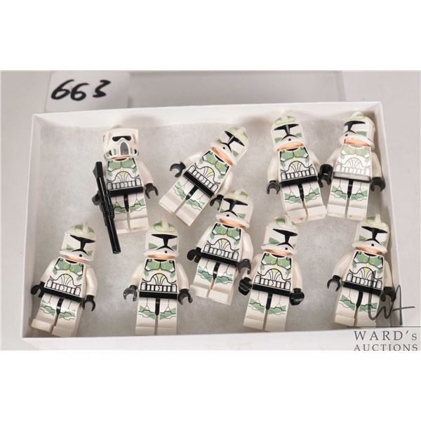 Eight Lego Star Wars Horn Company Clonetroopers plus a Horn Company Clonetrooper with a ARF helmet.