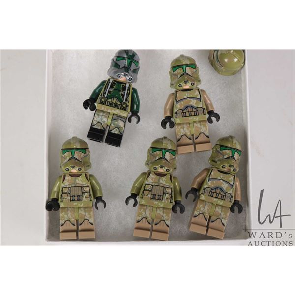 Five Lego Star Wars minifigures including 4 Kashyyk Clone Troopers (41st Elite Corps), Commander Gre