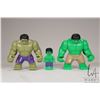 Image 1 : Three Lego Marvel Super Heros minifigures including 2 Hulk big figs and Hulk minifigure