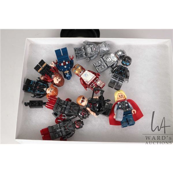 Selection of Lego Marvel minifigures including War Machine, 2 Ultron Primes (one missing neck piece)