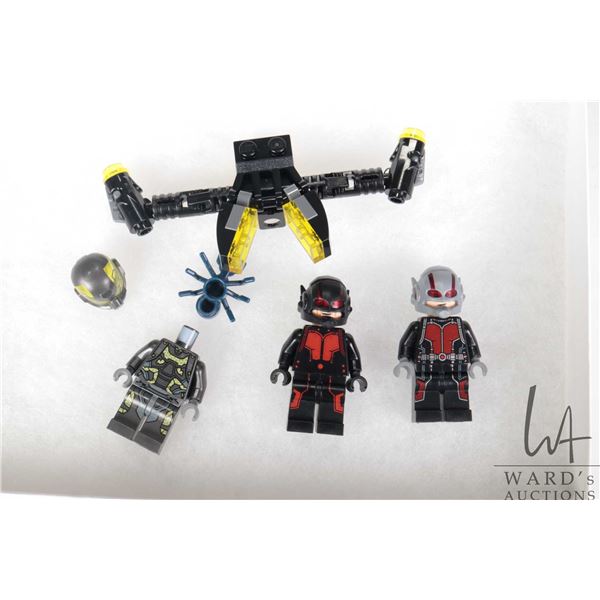 Three Lego Marvel Super Heros minifigures Antman, Hank Pim Antman, Yellow Jacket missing head, etc.