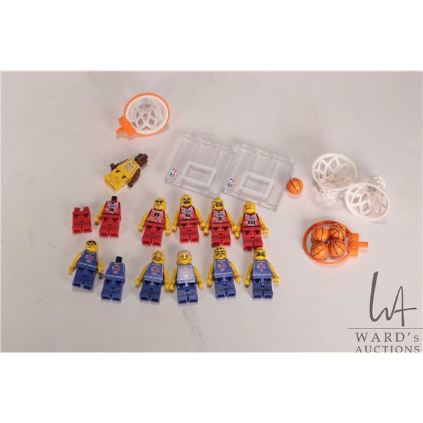 Selection of Lego NBA minifigures and etc. Plus Shaquille O'Neal Los Angeles Lakers #34 Home Uniform