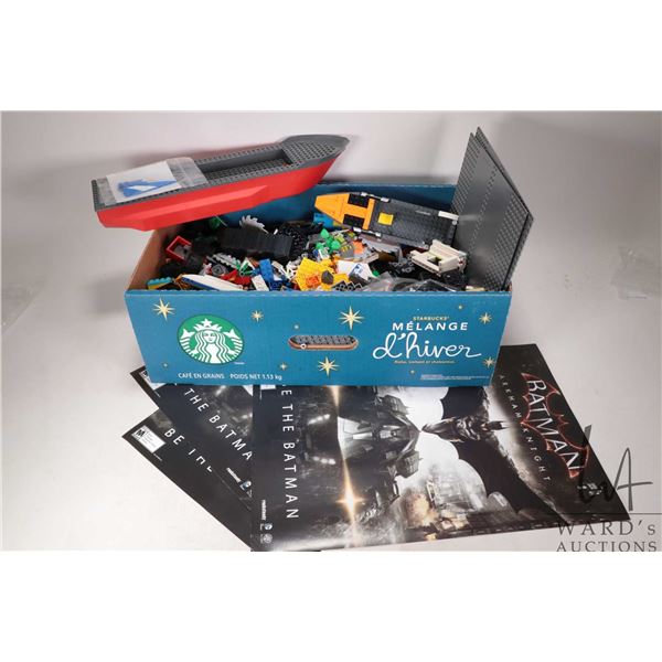 Selection of Lego building bricks and bases including partial kits etc. plus three Batman posters