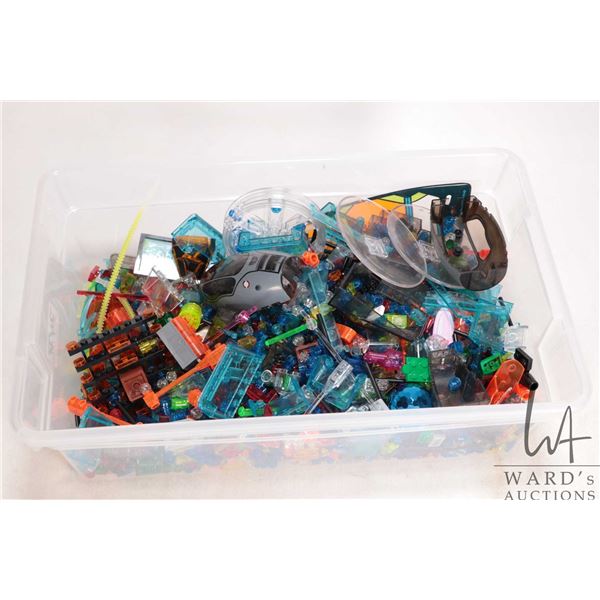 Selection of Lego building accessories all appear to be transparent pieces in multi colours