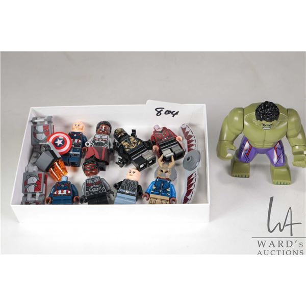 Selection of Marvel Super Heros minifigures including Hulk, Killmonger, Captain America, Falcon, etc