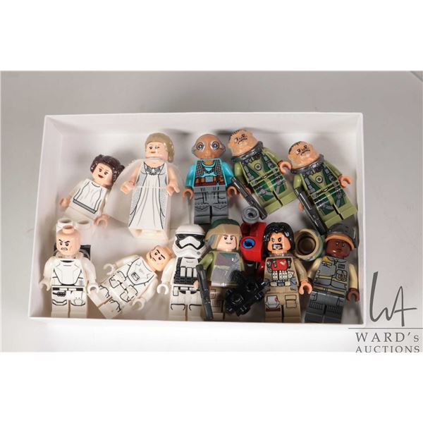 Selection of Lego Star Wars minifigures including Baze Malbus, Princess Leia, Maz Kanata, 2 Bistans,