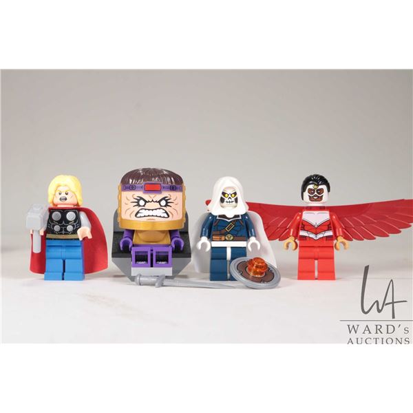 Selection of Lego Marvel Super Heros minifigures including Taskmaster, Thor, Falcon, MODOK, etc.