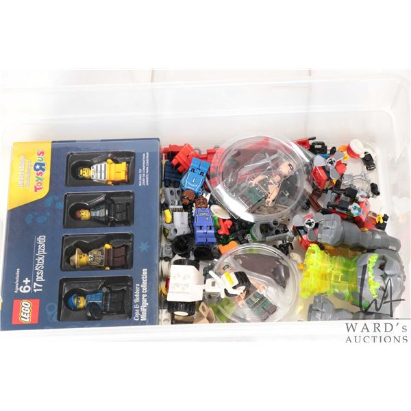 Large selection of Lego minifigures and parts including Tartan Batman, Atlantix Axel Diver, Bricktob