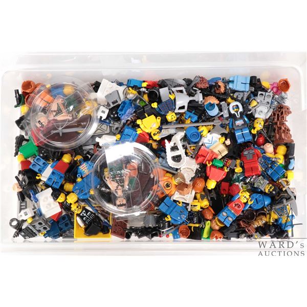 Selection of Lego Minifigures including Gold Tooth, Indian Chief head, Tartan Batman, Power Miner et